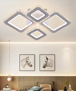 lustra led krystal 4 alb square rgb