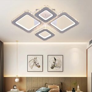 lustra led krystal 4 alb square rgb