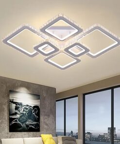 lustra led krystal 6 alb square rgb