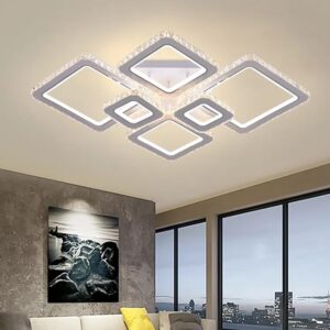 lustra led krystal 6 alb square rgb