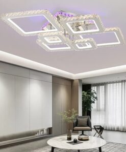 lustra led krystal 6 alb square rgb