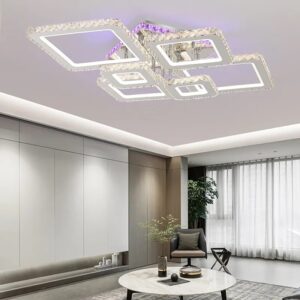 lustra led krystal 6 alb square rgb