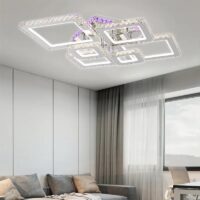 lustra led krystal 6 alb square rgb