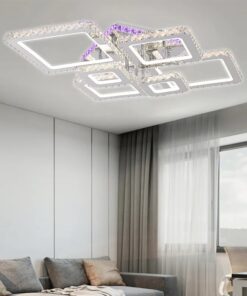 lustra led krystal 6 alb square rgb