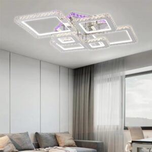 lustra led krystal 6 alb square rgb