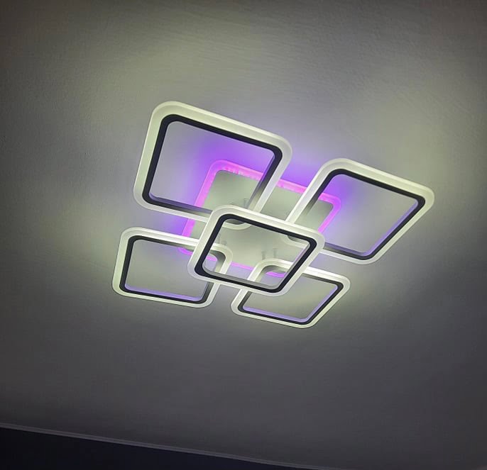 Lustra LED 188W Ceiling 5 White RGB, LED inclus, 6 surse de iluminare, Telecomanda, Dimabil, Lumina: Cald, Natural, Rece, RGB photo review