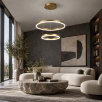 Candelabru LED 102W Minimalist 2 Gold 50+30, Telecomanda