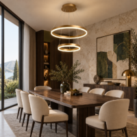 Candelabru LED 102W Minimalist 2 Gold 50+30, Telecomanda