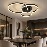 Lustra LED 154W Minimalist 3 Cercuri Black, Telecomanda