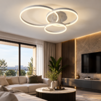 Lustra LED 182W Minimalist 3 Cercuri White, Telecomanda
