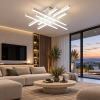 Lustra LED 130W Zig Zag Alb Mini, Telecomanda