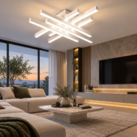 Lustra LED 130W Zig Zag Alb Mini, Telecomanda