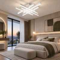 Lustra LED 130W Zig Zag Alb Mini, Telecomanda