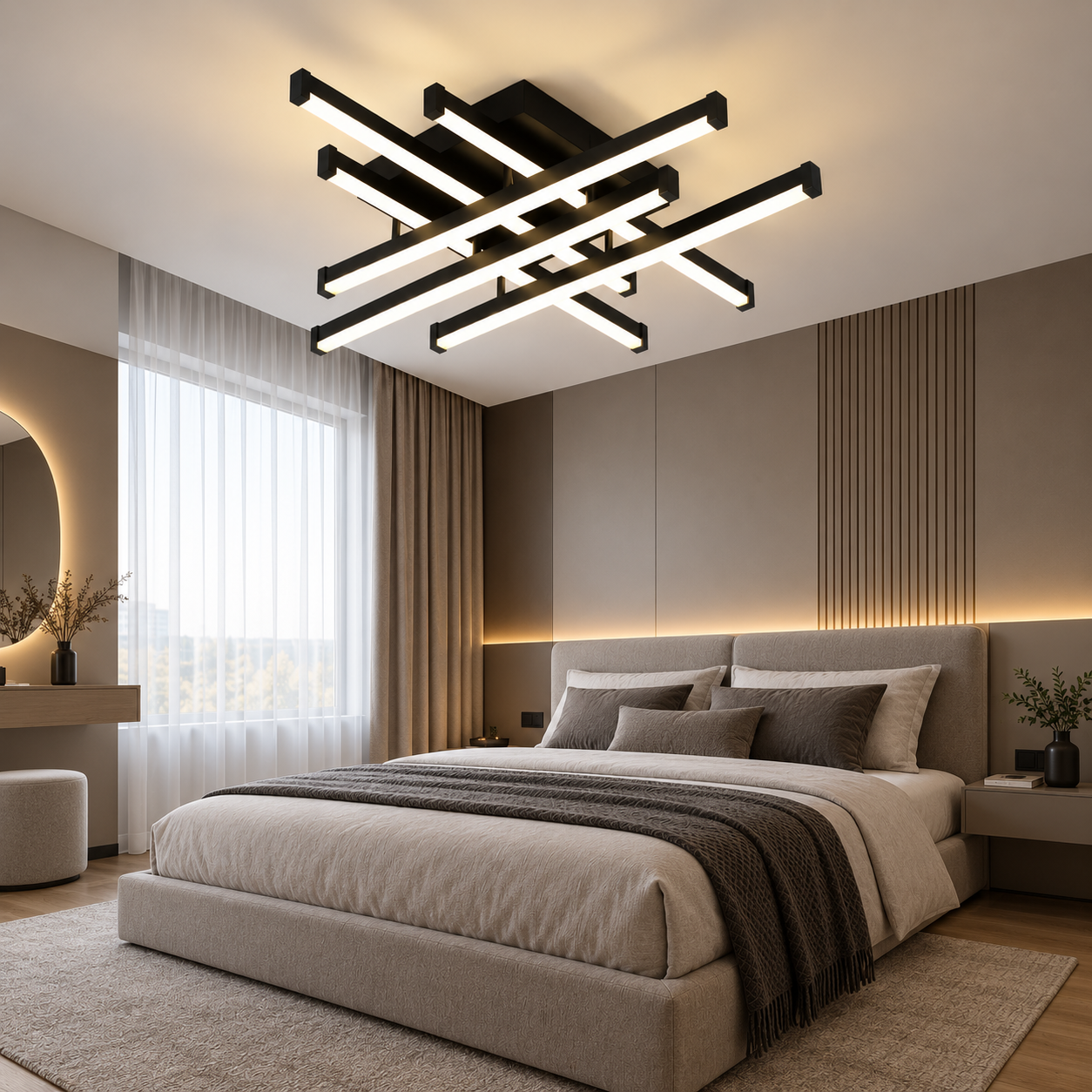 Lustra LED 130W Zig Zag Negru Mini, Telecomanda Lustra LED 130W Zig Zag Negru Mini, Telecomanda