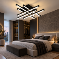 Lustra LED 130W Zig Zag Negru Mini, Telecomanda
