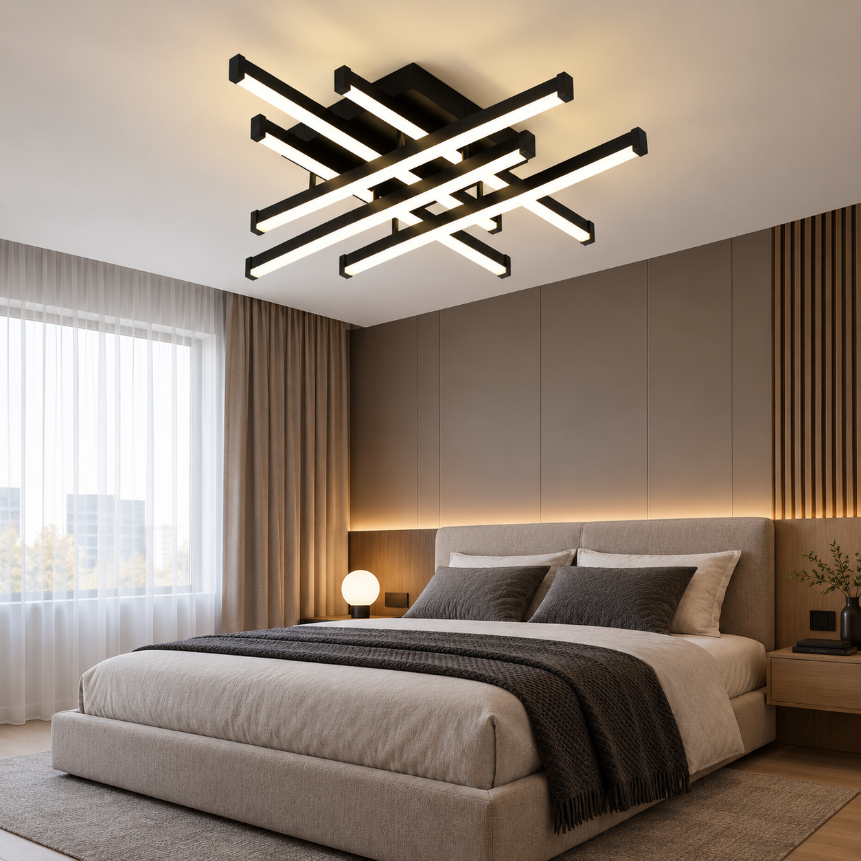 Lustra LED 130W Zig Zag Negru Mini, Telecomanda Lustra LED 130W Zig Zag Negru Mini, Telecomanda