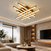 Lustra LED 150W Zig Zag Gold Patrat, Telecomanda