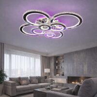 Lustra LED 324W Cristal 8 Cercuri RGB, Telecomanda