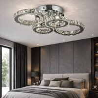 Lustra LED 104W Cristal 4 Cercuri CROM, Telecomanda