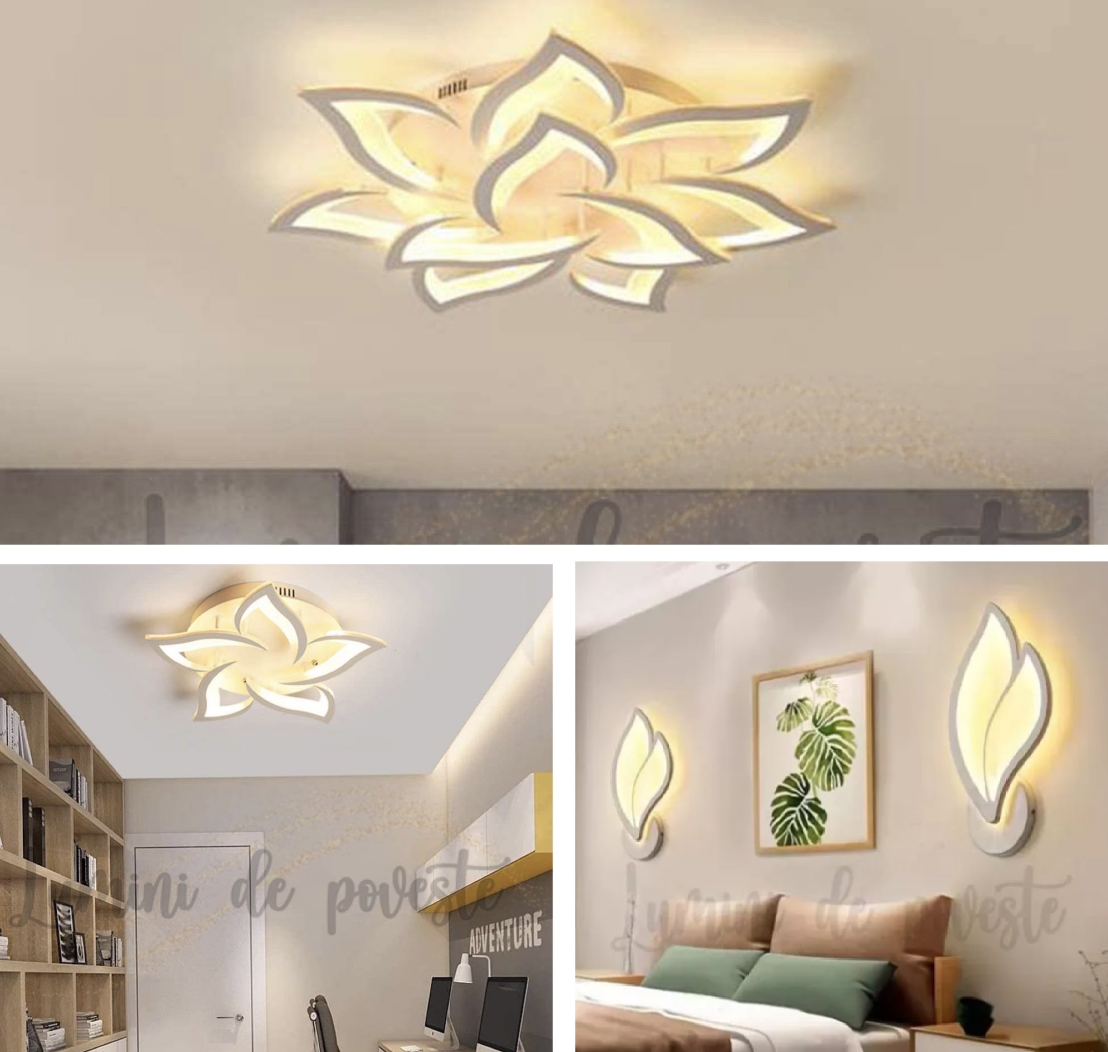 Pachet PROMO: Lustra LED Sun Flower + Mini Sun Flower + 2 x Aplica Lily Pachet PROMO: Lustra LED Sun Flower + Mini Sun Flower + 2 x Aplica Lily