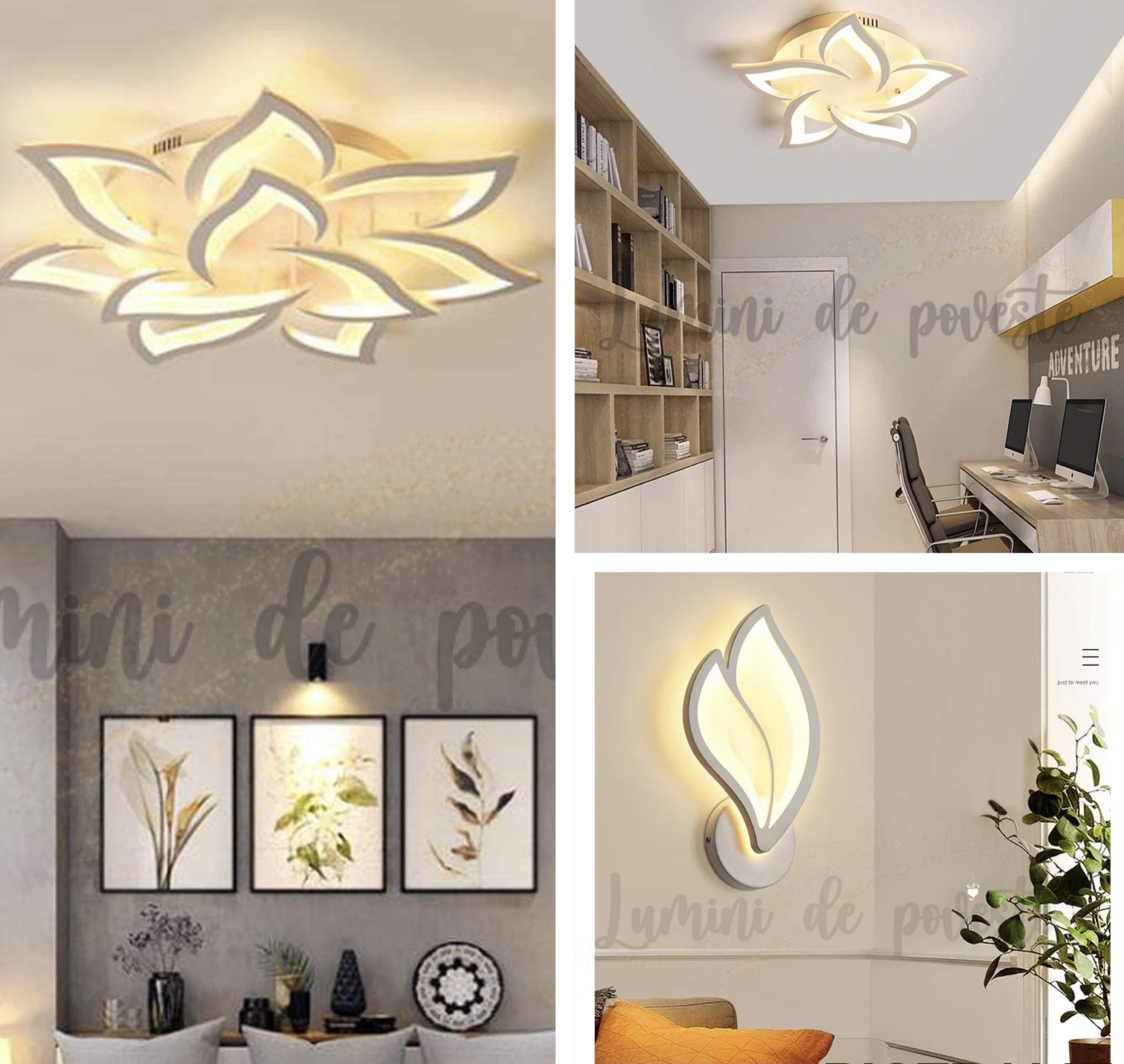 Pachet PROMO: Lustra LED Sun Flower + Mini Sun Flower + Aplica Lily Pachet PROMO: Lustra LED Sun Flower + Mini Sun Flower + Aplica Lily