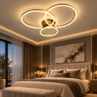 Lustra LED Minimalist 3 Cercuri Gold, Telecomanda