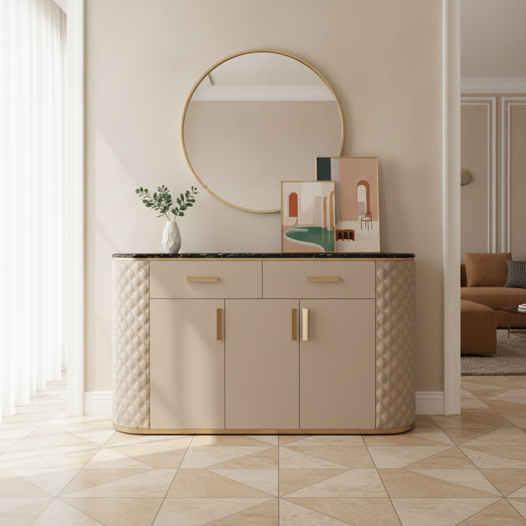 Comoda Beige piele ecologica 150x48 Comoda Beige piele ecologica 150x48