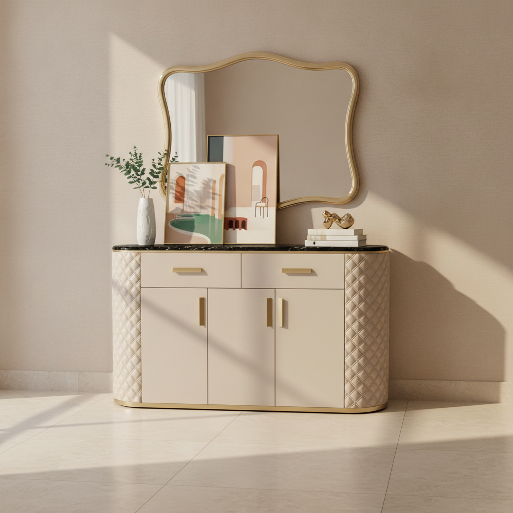 Comoda Beige piele ecologica 150x48 Comoda Beige piele ecologica 150x48