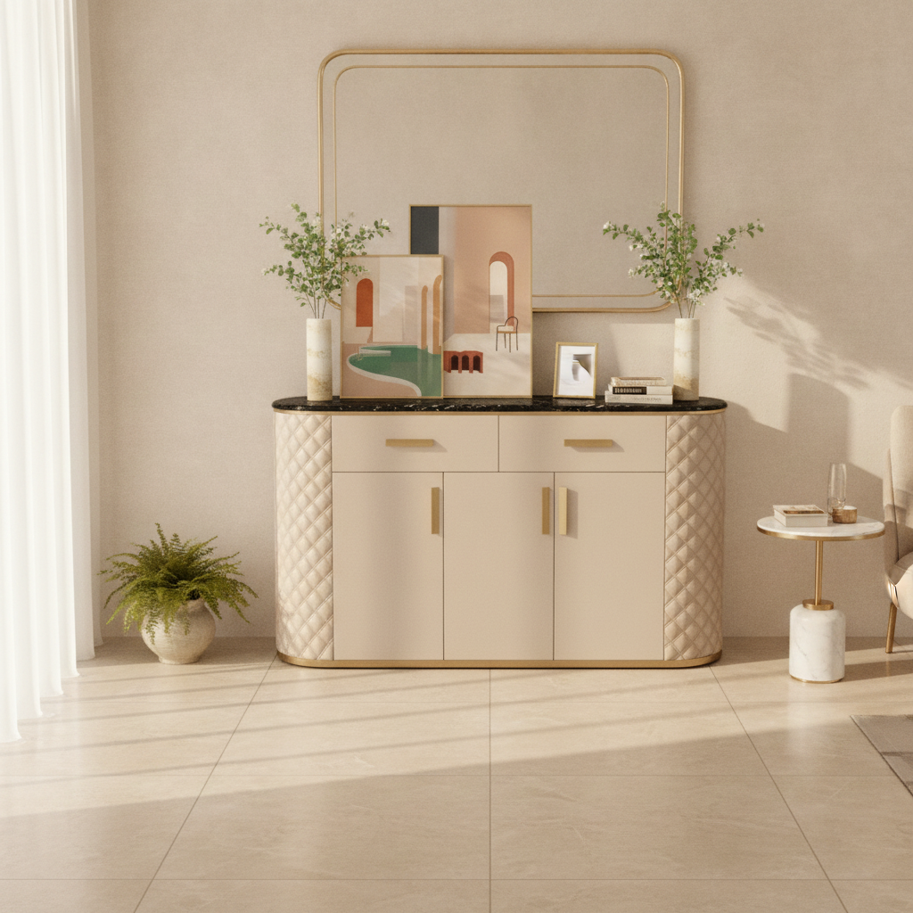 Comoda Beige piele ecologica 150x48 Comoda Beige piele ecologica 150x48