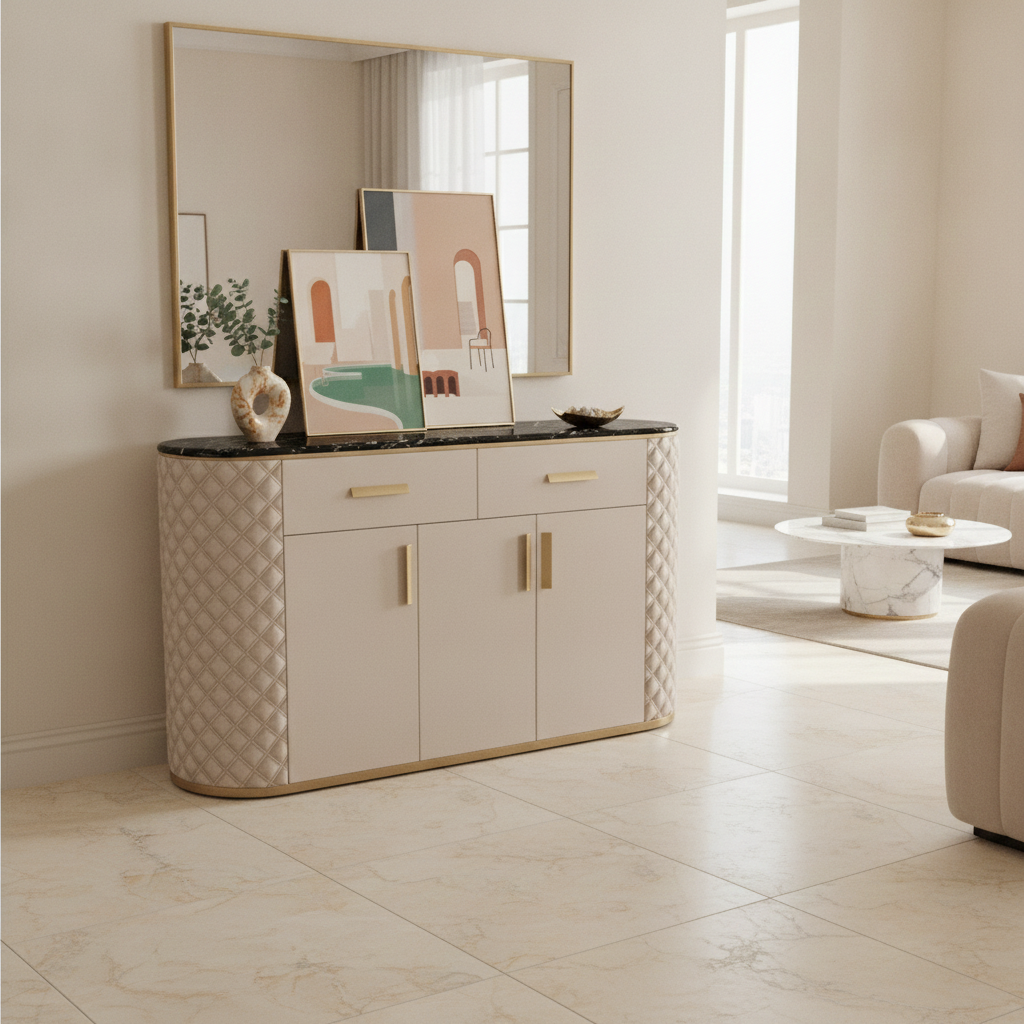 Comoda Beige piele ecologica 150x48 Comoda Beige piele ecologica 150x48