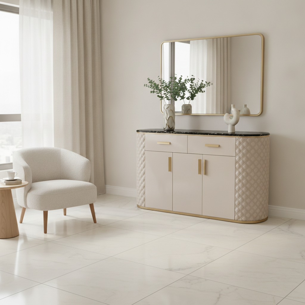 Comoda Beige piele ecologica 150x48 Comoda Beige piele ecologica 150x48