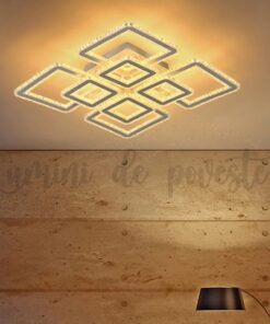 lustra led krystal 8 square