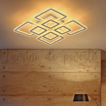 lustra led krystal 8 square