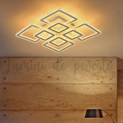 lustra led krystal 8 square