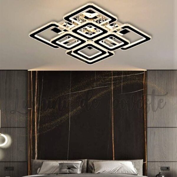 lustra led krystal 8 square