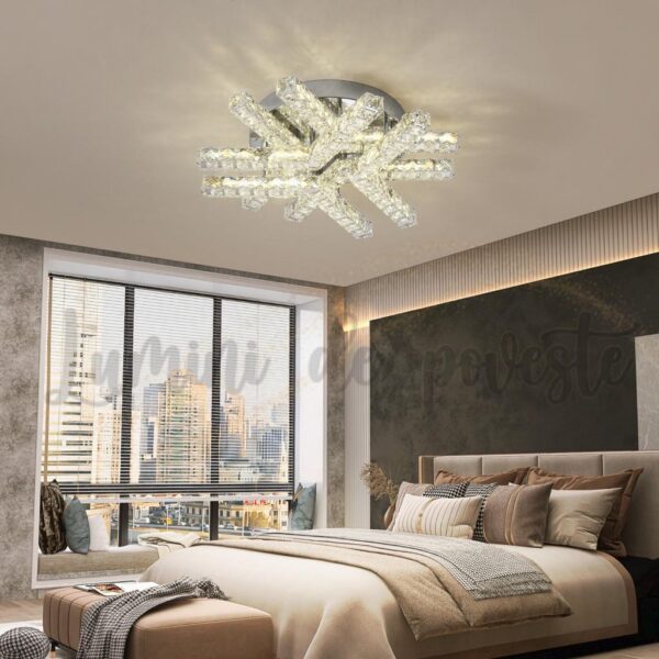 Lustra LED Krystal Zig Zag Rotund