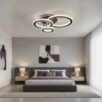 Lustra LED 136W Cristal 3 Cercuri Negru RGB