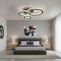 Lustra LED 136W Cristal 3 Cercuri Negru RGB