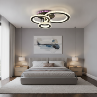 Lustra LED 136W Cristal 3 Cercuri Negru RGB