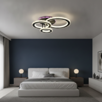 Lustra LED 136W Cristal 3 Cercuri Negru RGB