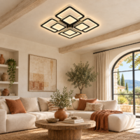 Lustra LED 160W Complete Negru, Telecomanda