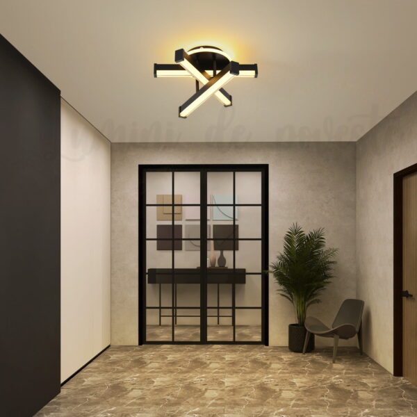 aplica led zig zag negru rotund