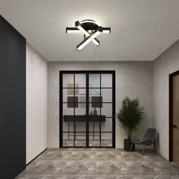 aplica led zig zag negru rotund