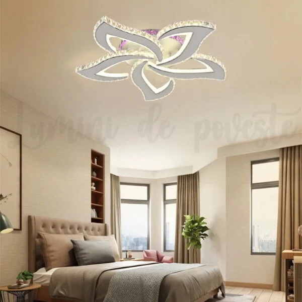 lustra led krystal sun flower alb