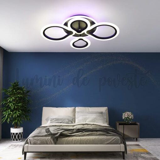 Lustra LED Rain Drop Mini Negru RGB