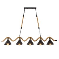 Candelabru Rustic Industrial Rope 5 Negru (Sfoara)