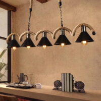 Candelabru Rustic Industrial Rope 5 Negru (Sfoara)