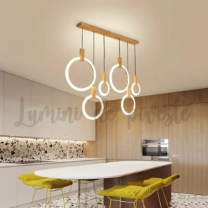 Candelabru led Wood Circle