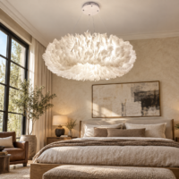 Candelabru cu pene naturale Puff 800