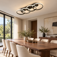 Lustra LED 104W Minimalist 4 Black, Telecomanda